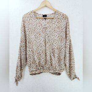 Buckle DayTrip Leopard Print Sheer Wrap Blouse Women's Size Small Animal Print